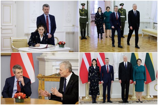 Santūrios šypsenos ir iškilminga atmosfera: užfiksavo ypatingą monarchų vizitą Prezidentūroje