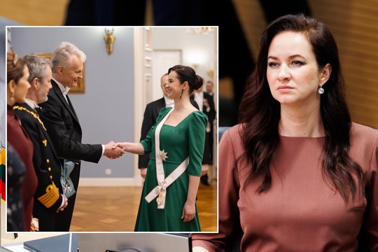Iškilmingame priėmime akys krypo į ryškų Ingos Ruginienės stilių: dėmesį kaustė viena detalė