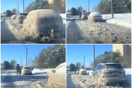 Trūkęs vamzdis ir stingdantis šaltis gatvę Kaune pavertė tikra ledo scena