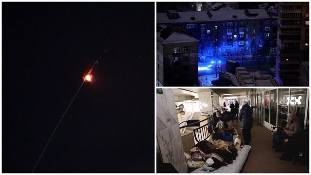 Iš Kyjivo – dronų atakų vaizdai ir aidintys sprogimai: perspėta ir apie balistines raketas