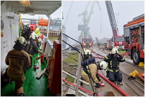 Klaipėdos uoste degė žvejybinis laivas – į krantą evakuoti 7 žmonės