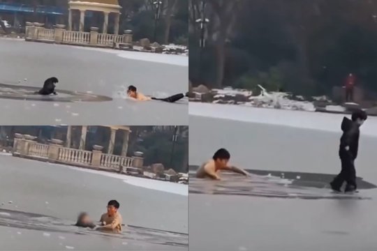 Pasidalijo didvyrišku tėvo poelgiu: šoko į ledinį ežerą gelbėti berniuko