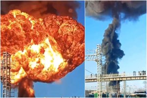 Liepsnos ir juodi dūmai: Rusijos mieste – didžiulis traukinio sprogimas