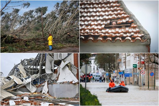 Chaosas Portugalijoje – gatvės virto upėmis, medžiai lūžo kaip degtukai: stichijų žalą skaičiuoja milijardais