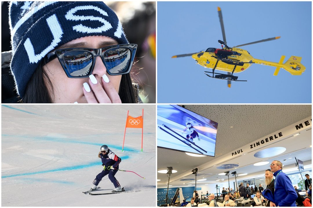 Išgąstis, baimė ir medikų sraigtasparnis: kadruose – įvykiai po baisaus L. Vonn kritimo