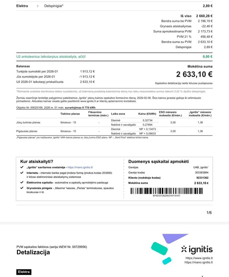 Sauliaus sąskaita. <br> Lrytas archyvas