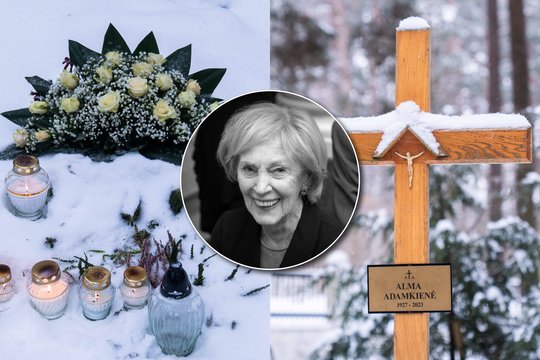 Svarbią dieną ant Almos Adamkienės kapo – uždegtos žvakės ir baltos rožės
