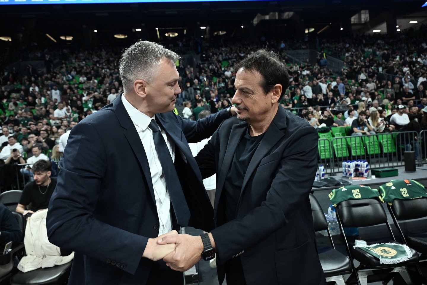 Šarūnas Jasikevičius ir Erginas Atamanas<br> Vangelio Stolio nuotr.