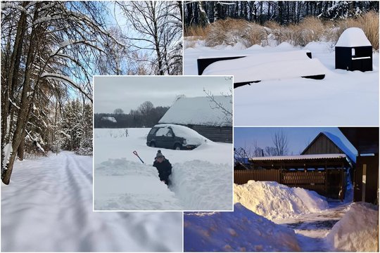 Sniego – daugiau nei pusmetris: dalyje Lietuvos gyventojai vadavosi iš milžiniškų pusnų
