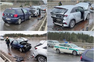 Didžiulė avarija Vilniuje: prie Gariūnų susidūrė 3 automobiliai, sužeisti 4 žmonės