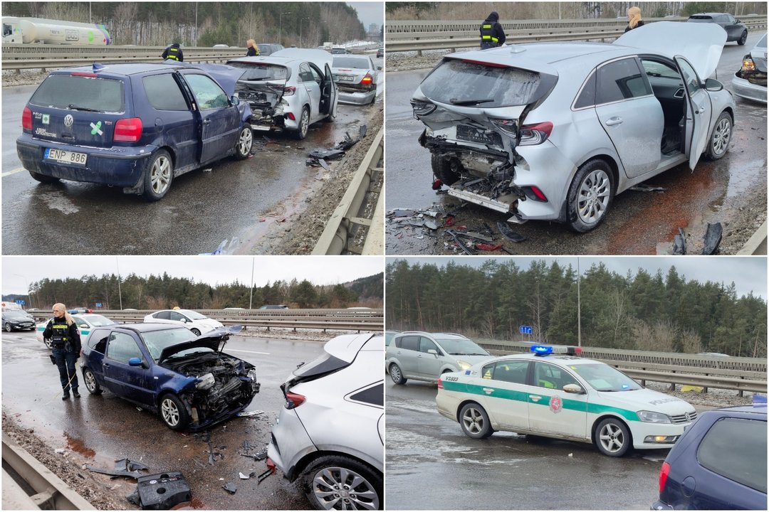 Didžiulė avarija Vilniuje: prie Gariūnų susidūrė 3 automobiliai, sužeisti 4 žmonės