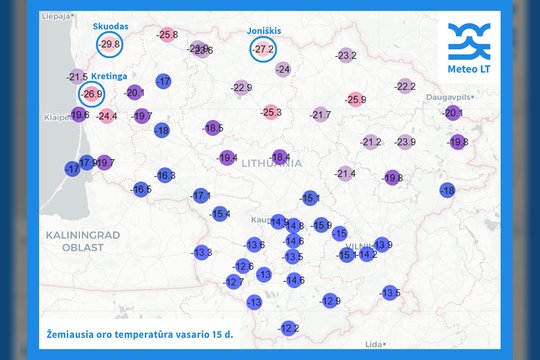 Lietuvoje fiksuotas šalčio rekordas, Latvijoje – pasiekta speigo riba