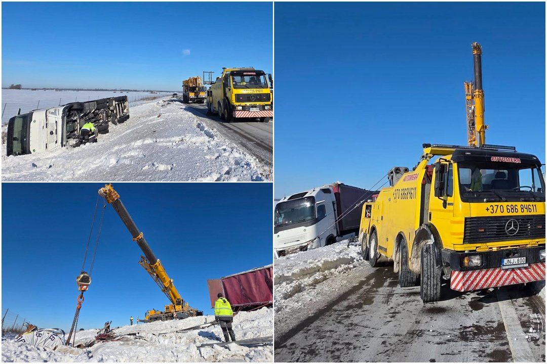 Lenkijos vilkiko „gelbėjimo operacija“ prie Panevėžio truko 2 paras: eismas magistralėje stabdytas 3 kartus