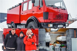 Panevėžietis Arūnas su sena gaisrine ruošiasi gyvenimo kelionei į Afriką: parodė, kaip pritaikė mašiną