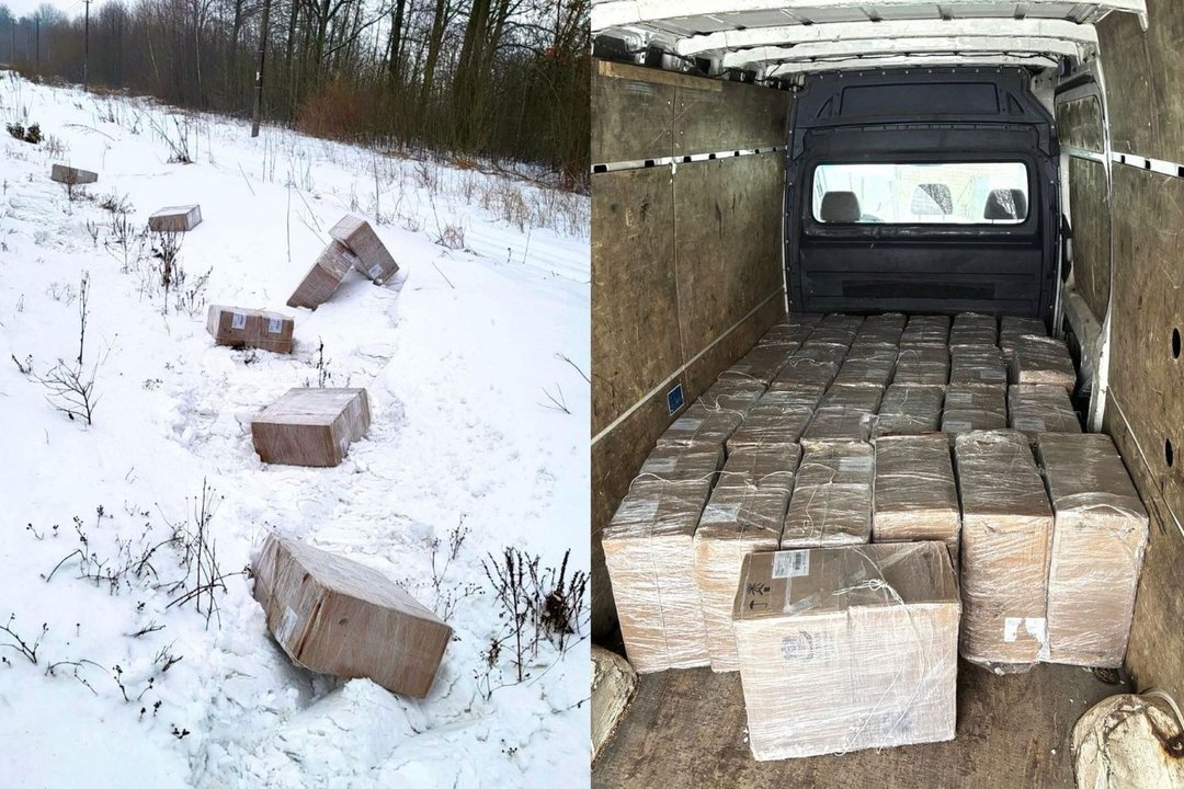 Vilkaviškio rajone sulaikyti du vietos gyventojai ir didelės vertės cigarečių krovinys, greičiausiai išmestas iš traukinio