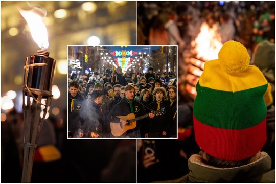 Sušildyti ne tik laužų, bet ir bendrumo jausmo: Vilniuje – šokiai, dainos ir eitynės su deglais