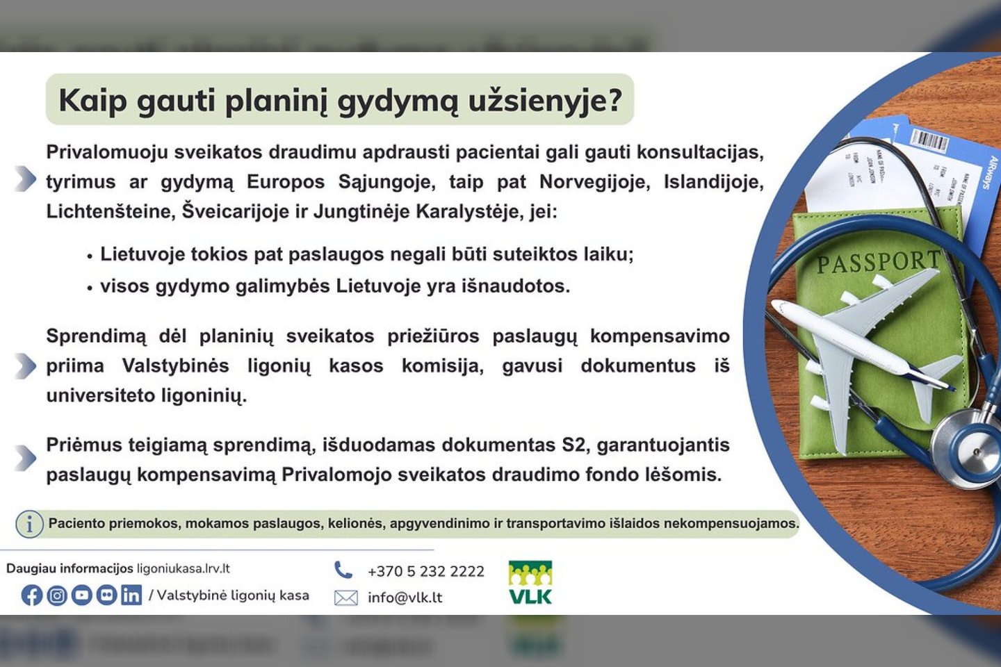 Kaip gauti planinį gydymą užsienyje.<br>VLK infografikas