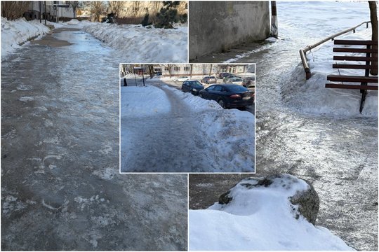 Vilniuje šaligatviai tiesiog blizga – gyventojai net baiminasi išnešti šiukšles: „Išsisukti koją – juokų darbas“