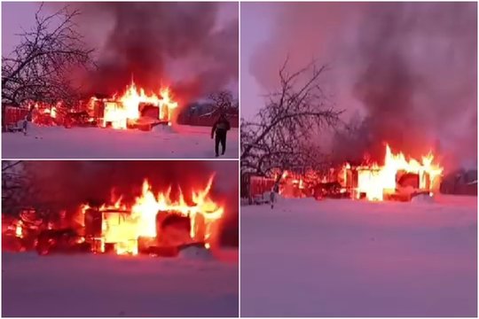 Liepsnos prarijo namą Jonavos rajone – per šalčius be pastogės liko tėvai su 8 nepilnamečiais vaikais