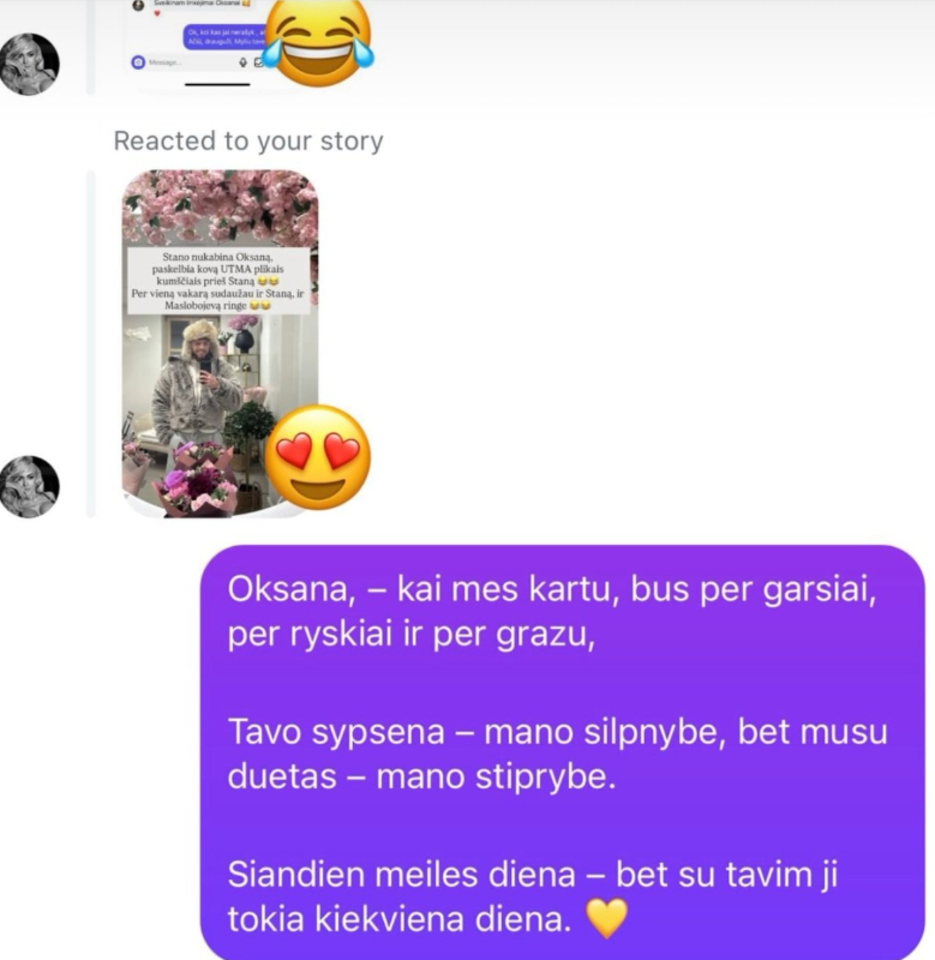 D. Dirksčio žinutė O. Pikul.<br>Stop kadras.