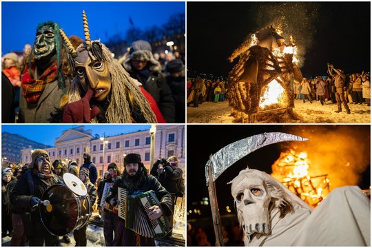 Žiemą varant iš kiemo – siautulinga blynų puota: užfiksavo Užgavėnes miesto širdyje