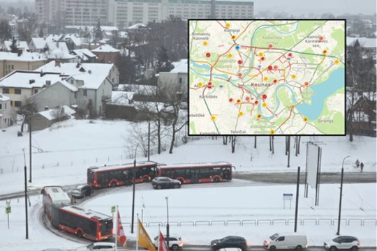 Rytinio piko metu Kaunas nusidažė raudonai