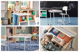 Stovintys mokiniai ir individualios darbo vietos klasėje. Kaip keičiasi požiūris į mokymo erdvę