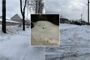 Panevėžys kovoja su sniego kalnais: „Autobusai stoja tiesiog vidury gatvės“