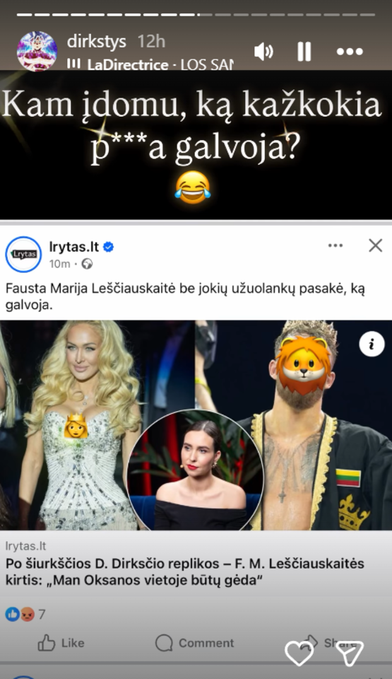 D. Dirksčio įrašas.<br> Socialinio tinklo nuotr.