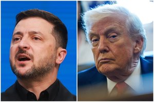 Karas Ukrainoje. V. Zelenskis telefonu kalbėjosi su D. Trumpu: atskleidė pokalbio detales