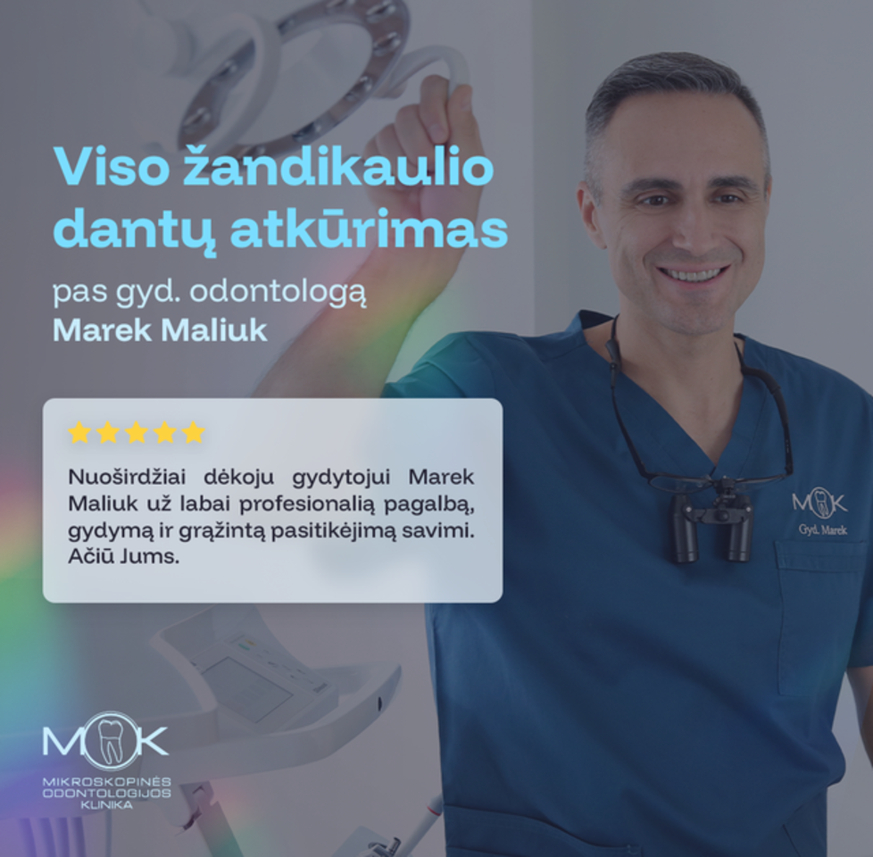  „Mikroskopinės odontologijos klinikoje“, įsikūrusioje Vilniuje, gydymas atliekamas pasitelkiant profesionalią didinamąją optiką.