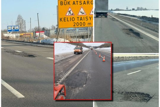 Plinta vaizdai iš Lietuvos kelių: vairuotojai griebiasi už galvos, kelininkai lekia paskui