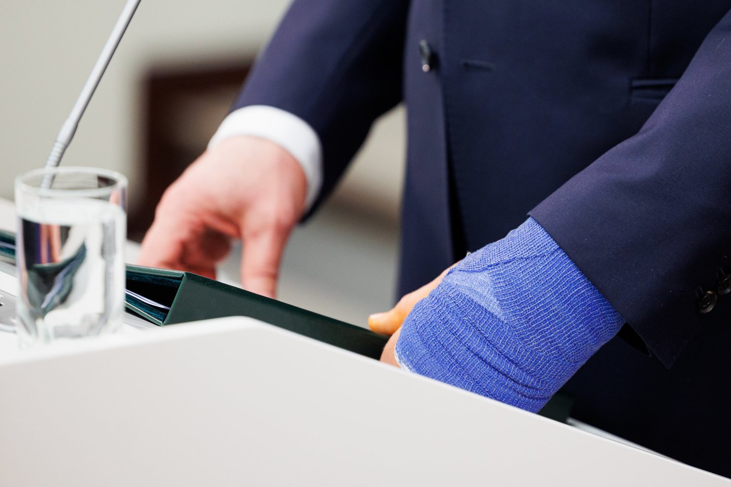 G.Nausėda pirmą kartą pasirodė po patirtos traumos.<br>T.Bauro nuotr.