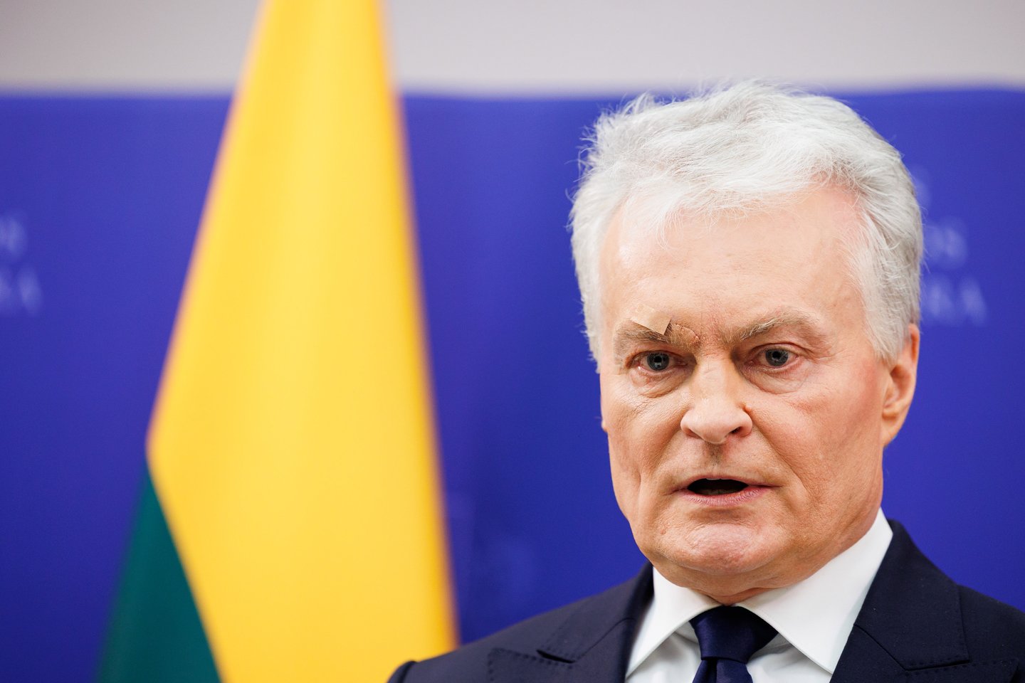 G.Nausėda pirmą kartą pasirodė po patirtos traumos.<br>T.Bauro nuotr.