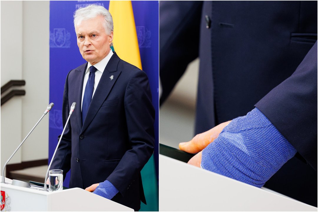 G.Nausėda pirmą kartą pasirodė po patirtos traumos.<br>T.Bauro nuotr.