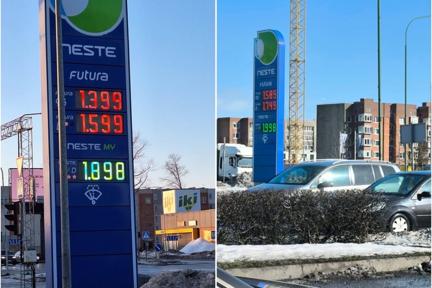 Prasidėjus kariniams veiksmams Artimuosiuose Rytuose ir šoktelėjus „Brent“ žaliavinės naftos kainai, degalai Lietuvoje jau brangsta.<br>Lrytas koliažas.