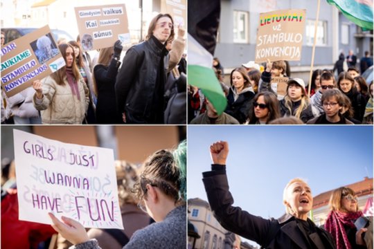 Vilniuje paminėta Tarptautinę moterų solidarumo dieną: kadruose - mieste įvykusios eitynės