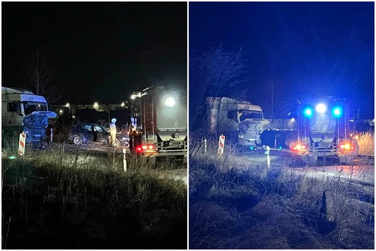 Girtos moters BMW Vilniuje rėžėsi į sunkvežimį – prireikė ugniagesių, policija uždarė gatvę