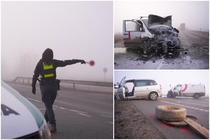 Dėl avarijos uždaryta kelio „Via Baltica“ atkarpa greta Panevėžio, nukentėjo 5 žmonės