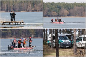 Prie Lavyso ežero Varėnos r. – gausios ugniagesių pajėgos, laužomas ledas