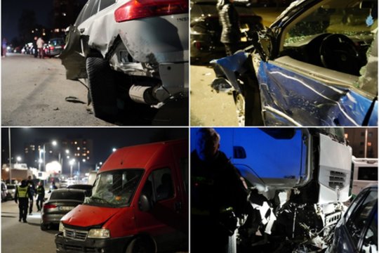 Panevėžyje girtas vairuotojas vilkiku daužėsi į automobilius – apgadinta per 20 transporto priemonių