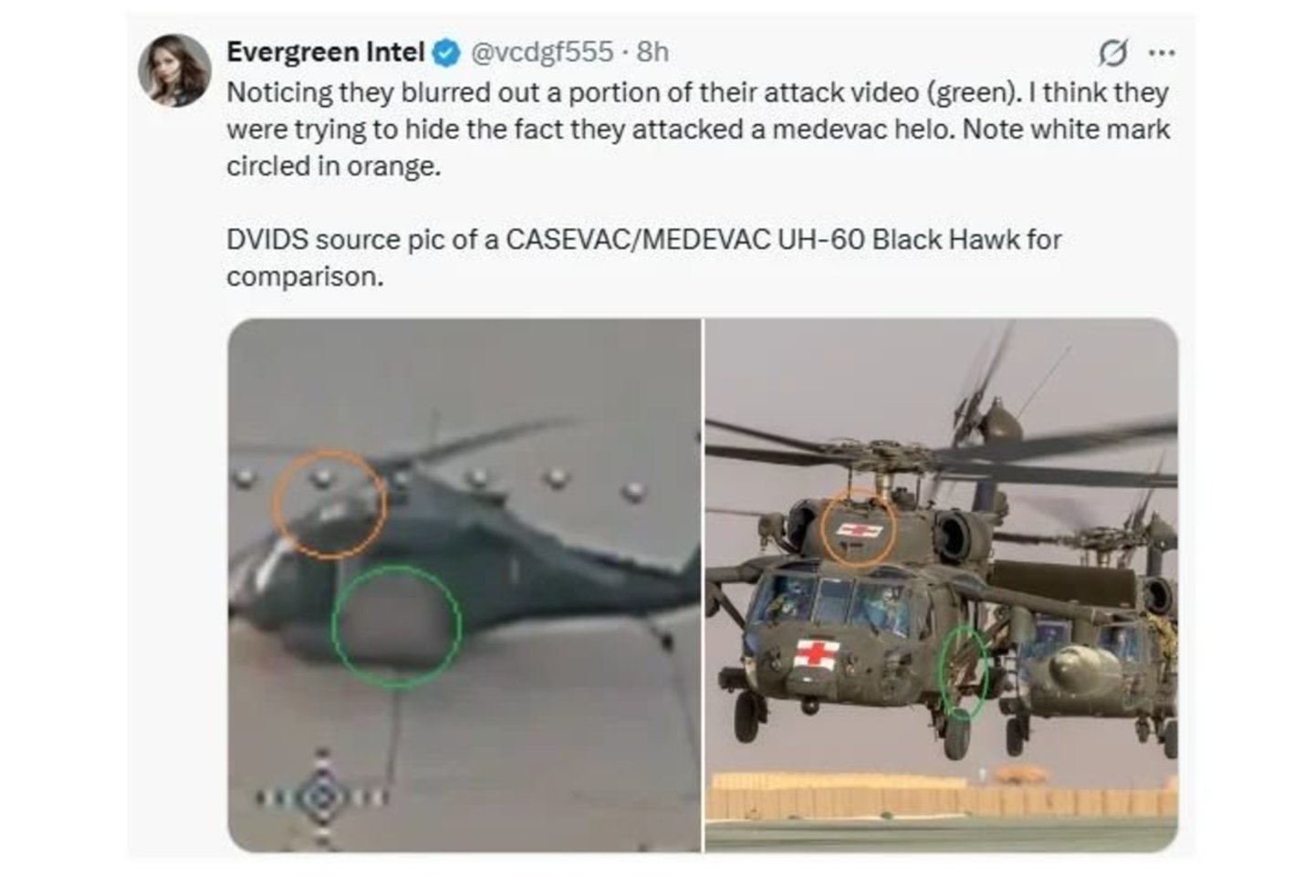 OSINT analitikė, žinoma kaip „Evergreen Intel“, spėjo, kad orlaivis galėjo būti medicininės evakuacijos variantas. <br> Ekrano nuotr.