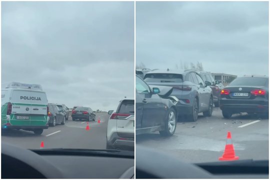 Masinė avarija greta Klaipėdos: 6 automobilių susidūrimas sutrikė eismą