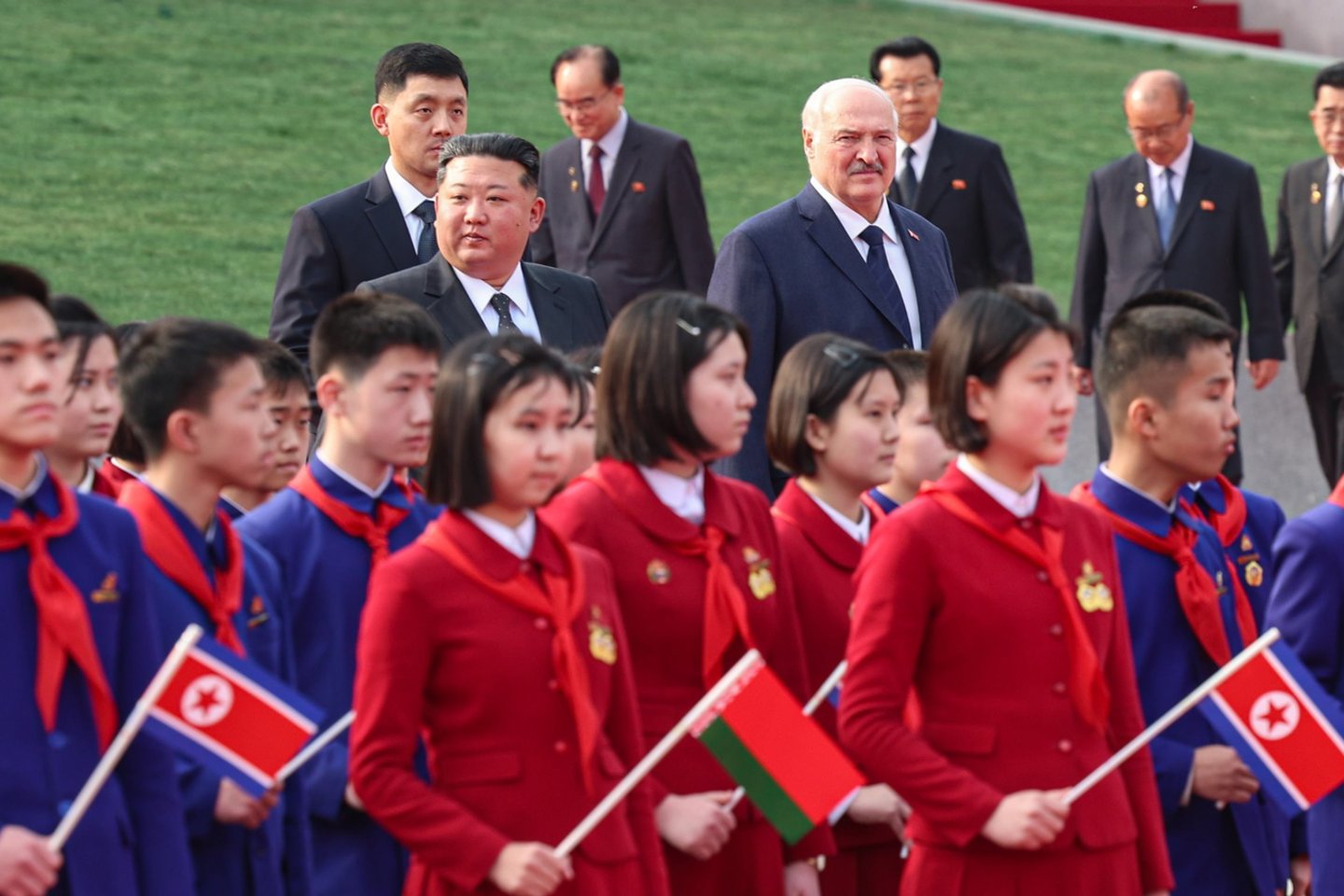 Kim Jong Uno ir A. Lukašenkos susitikimas.<br>EPA/ELTA nuotr.