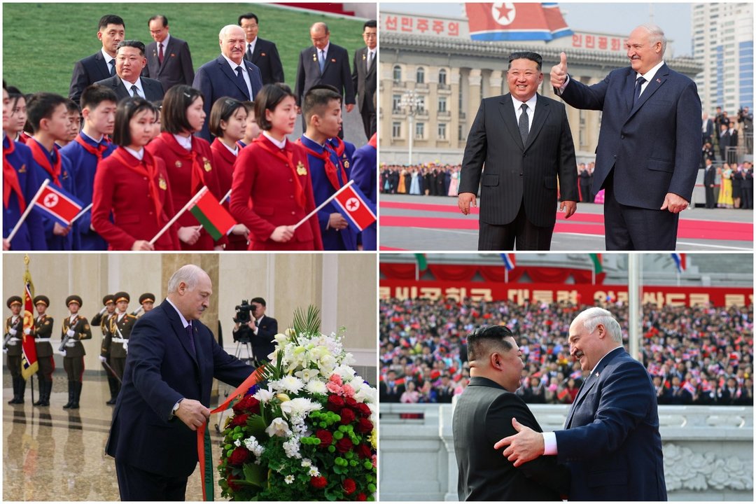 Kim Jong Uno ir A. Lukašenkos susitikimas.<br>Lrytas koliažas.