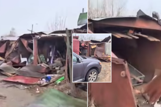 Kauniečiai priblokšti: atvykę rado nugriautus garažus su viduje stovinčiais automobiliais