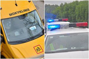 Mokyklinio autobuso ir lengvojo automobilio susidūrimas Raseinių r.: sužeistos dvi moterys