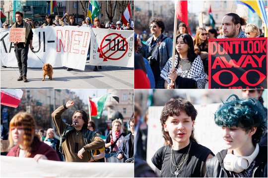 Vilniuje – protestas dėl Izraelio ir JAV karų: užfiksavo žmones, išėjusius į gatves