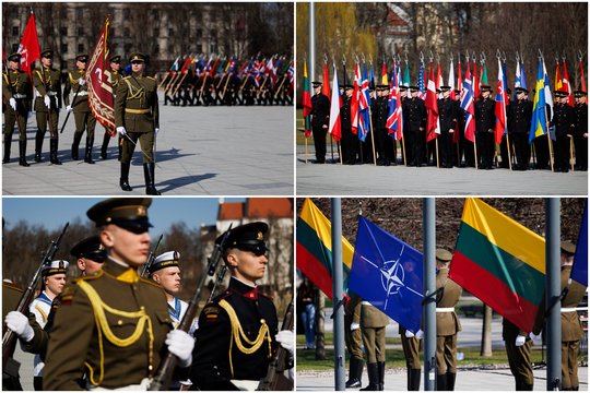 Vilniuje – neeilinė ceremonija: kilo Lietuvos ir NATO vėliavos