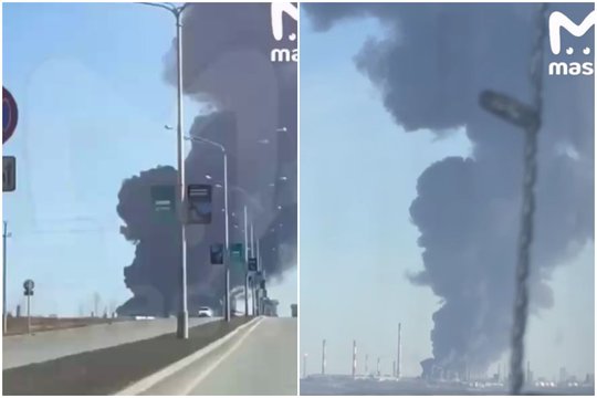 Karas Ukrainoje. Vienoje didžiausių Rusijos chemikalų gamyklų – milžiniškas sprogimas